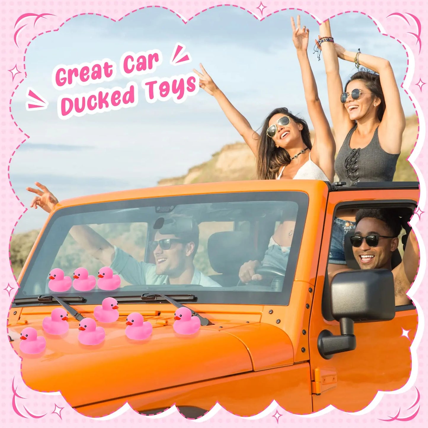 10-200pcs Pink Rubber Duck Bath Toys, Mini Squeak Ducks Bulk for Tiny Baby Shower Preschool Bathtub Toy Pool Party Supplies