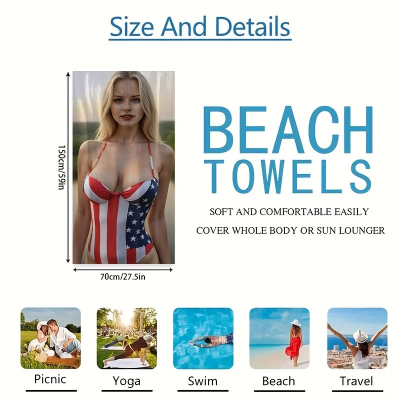 Quick-Drying Water-Absorbent Polyester Microfiber Blanket Ideal for Outdoor Travel Beaches Camping Bathrooms Family Days Parties