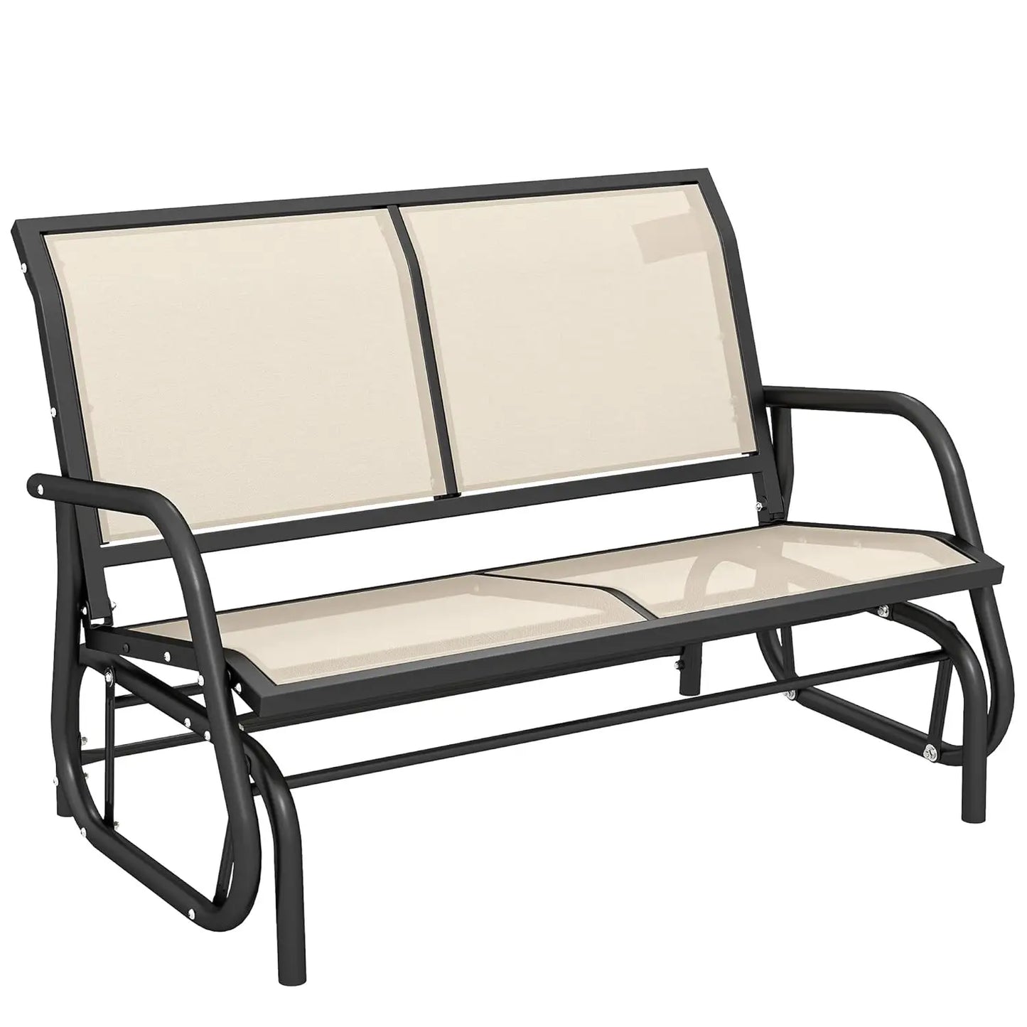 2-Person Outdoor Glider Bench, Patio Double Swing Rocking Chair Loveseat w/Powder Coated Steel Frame for Backyard, Customized