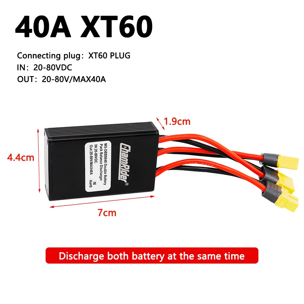 Dual Battery Discharge Converter, Simultaneous Connection Adapter, Balanced Discharge Module, Ebike Parts, 20V-72V,20A-100A
