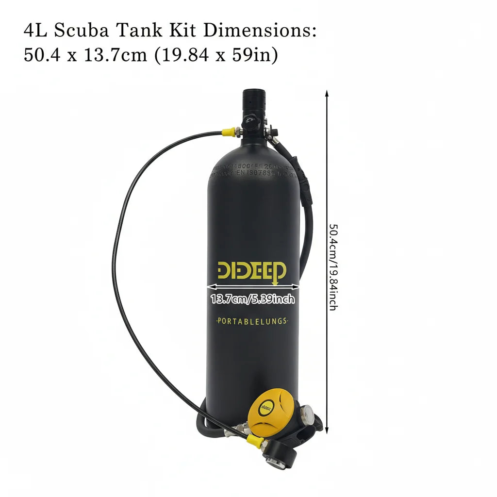 4L Scuba Tank Kit, Aluminum Diving Respirator with Mask & Backpack, 3000PSI for Snorkeling, Yoke 8mm Adapter