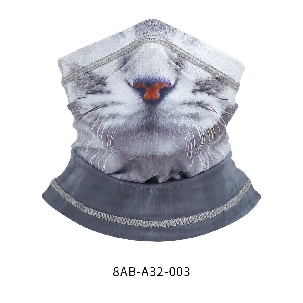3D Animal Neck Gaiter UV Protection Half Face Mask for Skiing Cycling Motorcycling Scarf Sunscreen Bandana for Men Women