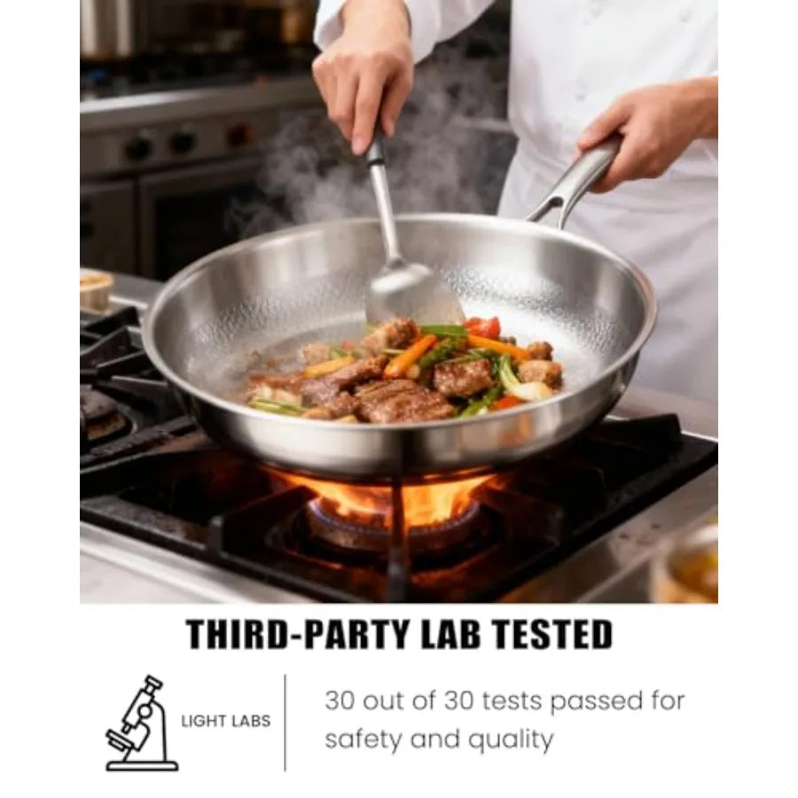 Titanium Frying Pans for Cooking Non Stick with Lid 11.81in Upgraded Non-toxic Pro Cookware Grill Pot for Stove Tops Camping Sk