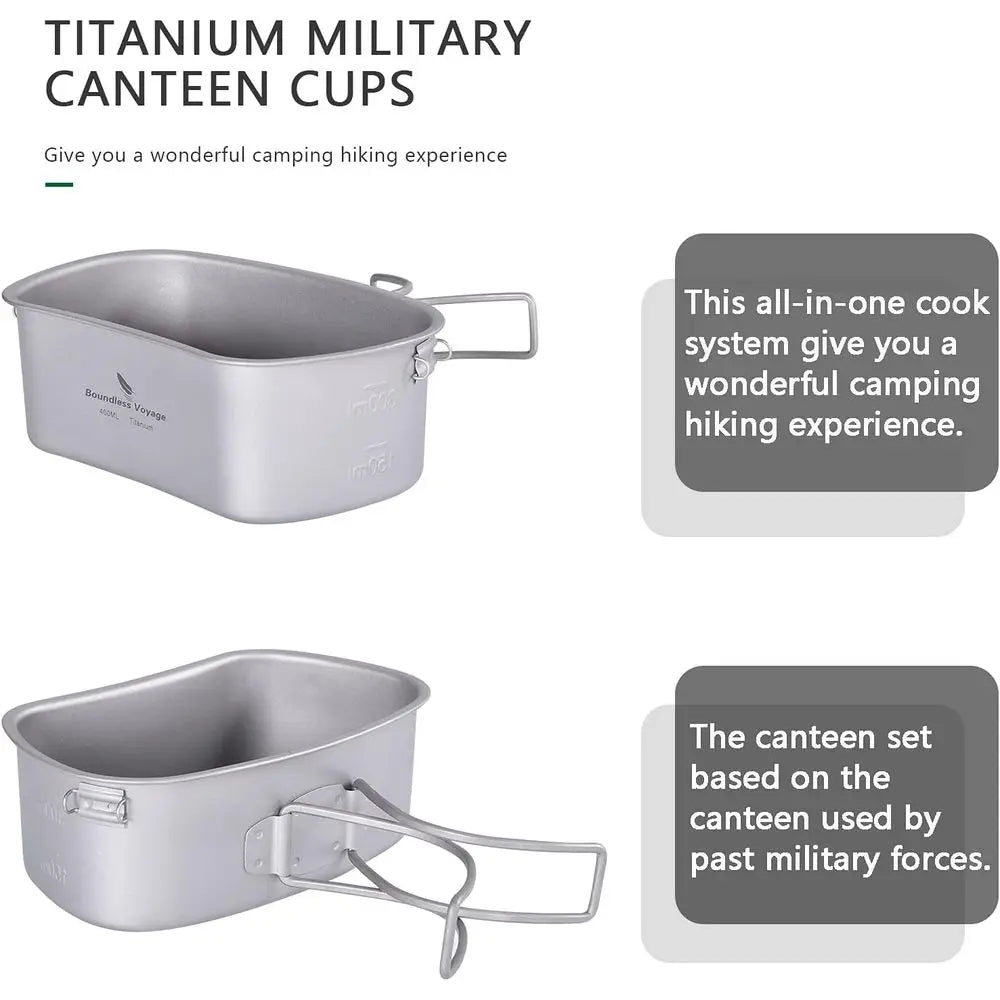 Ultralight Portable Titanium Canteen with Hanging Ring for Outdoor Hiking and Camping