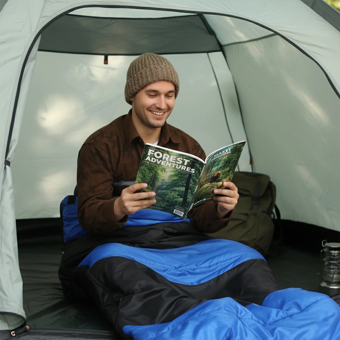 Lightweight USB Heated Sleeping Bag, Waterproof Compact Envelope for Backpacking & Hiking, Blue