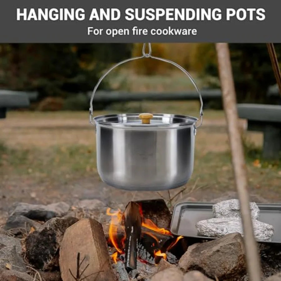 KingCamp 304 Stainless Steel Camping Cookware Set with Travel Tote Bag for Outdoor Kitchen Cooking Picnic Campfire Pots Pan and