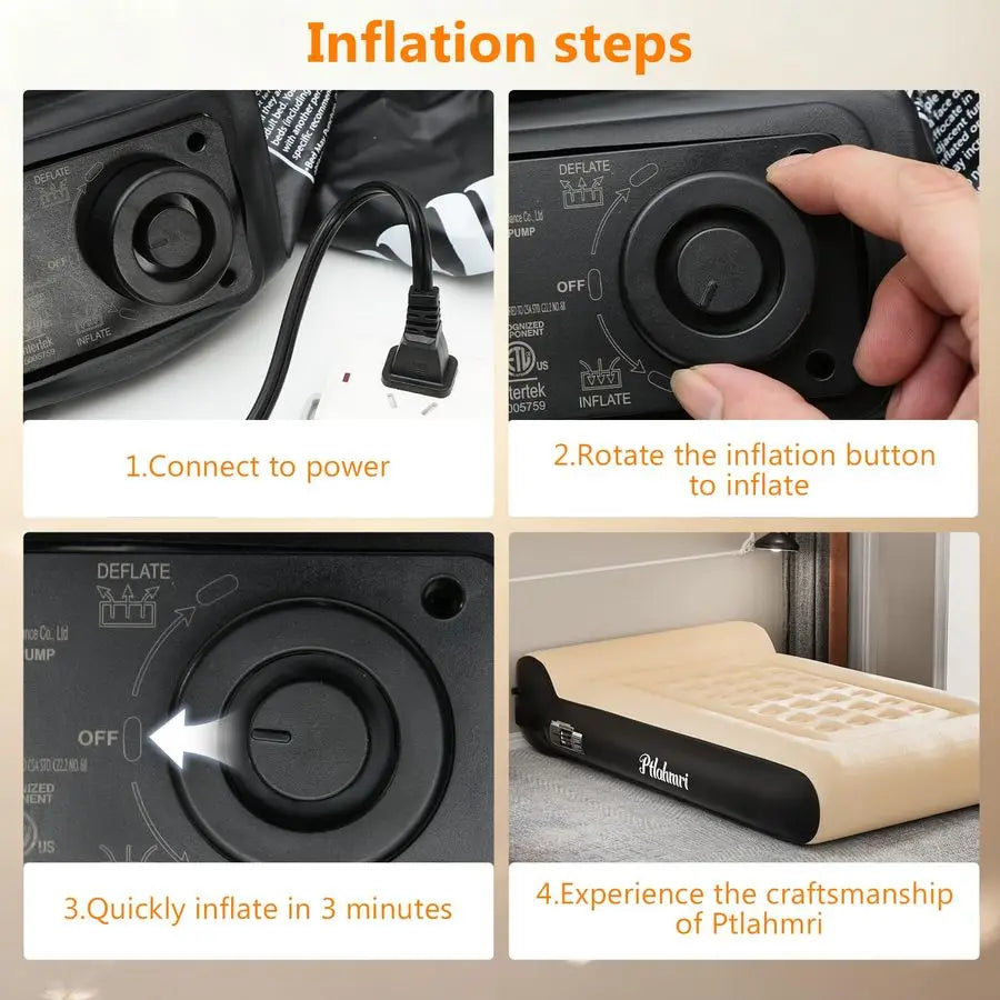 Air Mattress Full with Built in Pump for Camping 16 High Speed Inflatable Mattress Inflation Completed in 3 Minutes, Luxury Blow