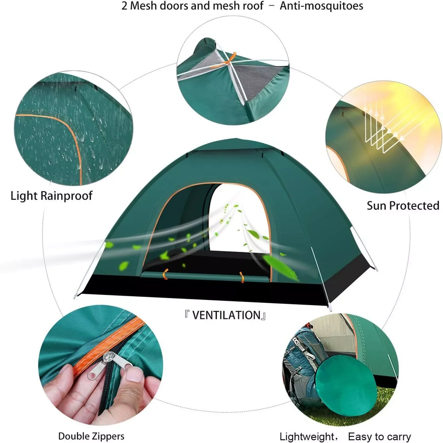 Automatic Camping Tent Pop Up Outdoor Hiking Waterproof Sun Proof Portable Backpacking Folding Tents Travelling Tools 2-3 Person