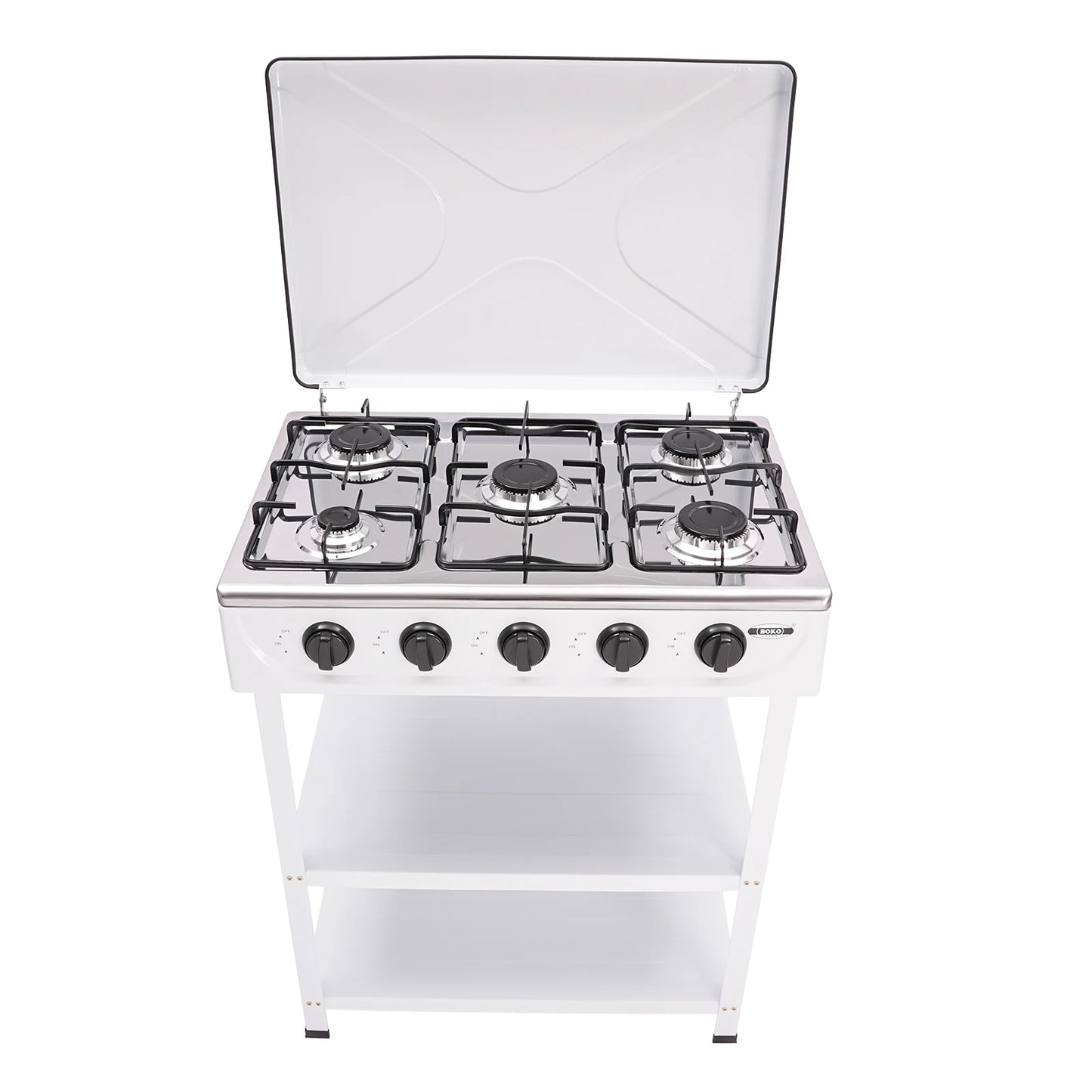 Natural Gas Stove with 5 Burners Outdoor 5-Burner Stove Portable Gas Stove Manual Ignition with 2 Placement Boards