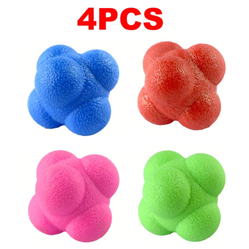 2/4Pcs Reaction Bounce Balls Hexagon Reaction Ball for Baseball Handball Tennis Training Red Green Blue Reflex Balls Sports Fitn