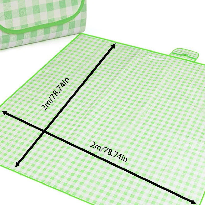 Waterproof Picnic Mat - Ins Style Outdoor Blanket, Portable, Dirt-Proof, for Beach, Camping, Park, Easy Fold (Checke