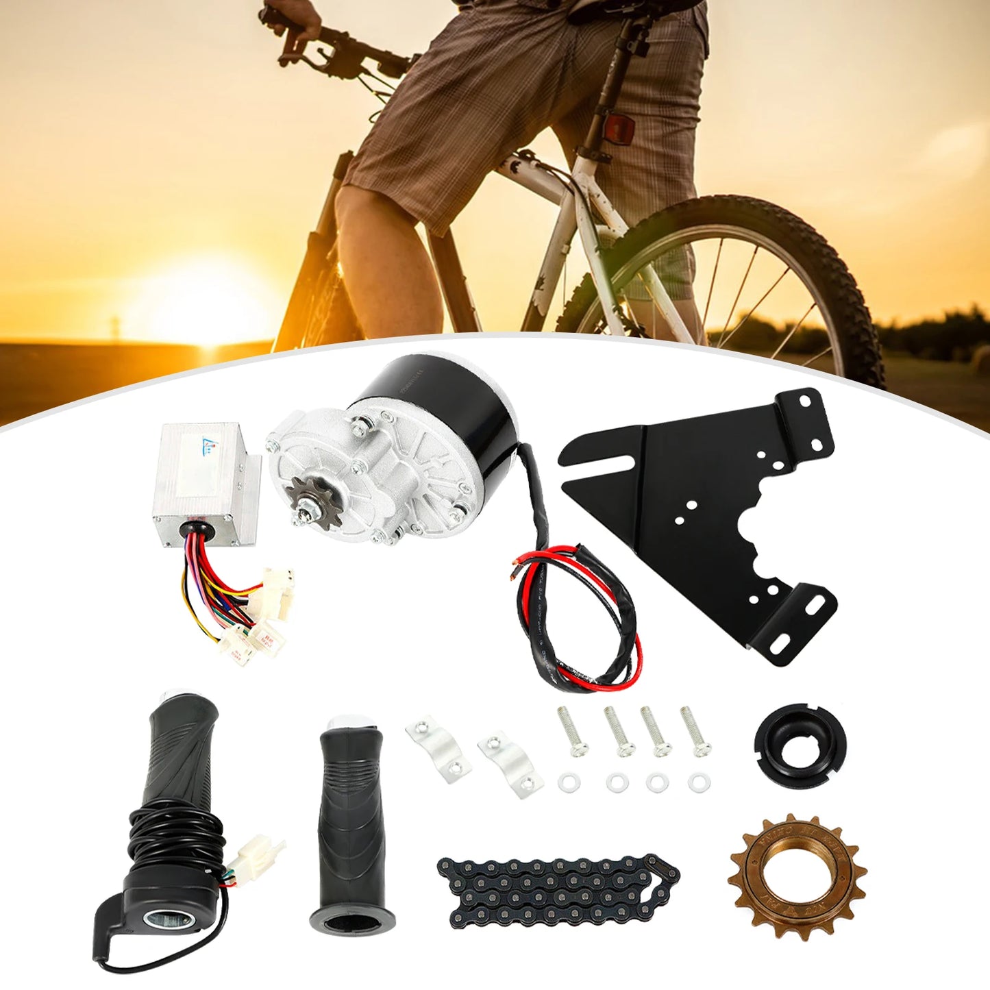 24V 250W Gear Reduction Electric Motor with 9 Tooth Sprocket Brushed DC Motors Reductor for E‑bike Bicycle Conversion Kit