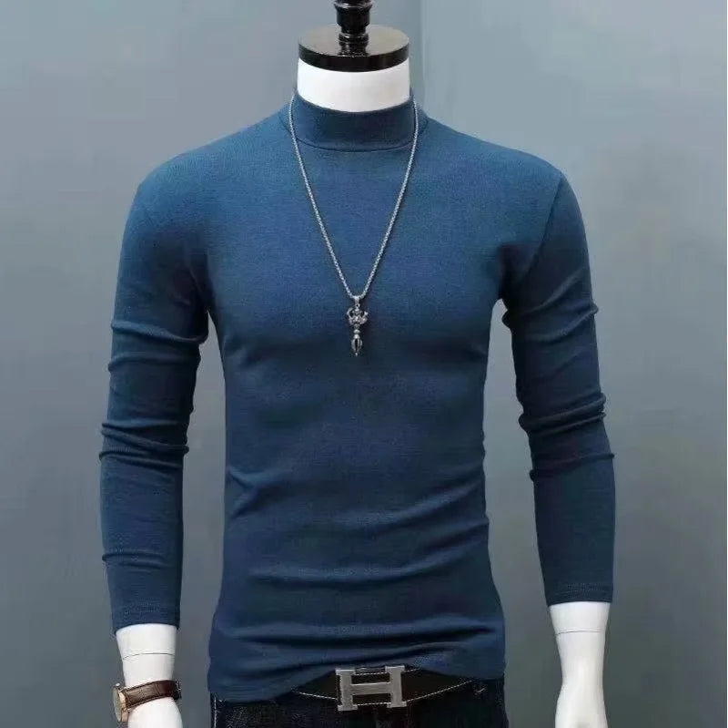 new Quick Drying High Collar Men's Blouses for Cool Stylish Shirts and Blouses Comfortable and Warm T-Shirts for Fall and Winter