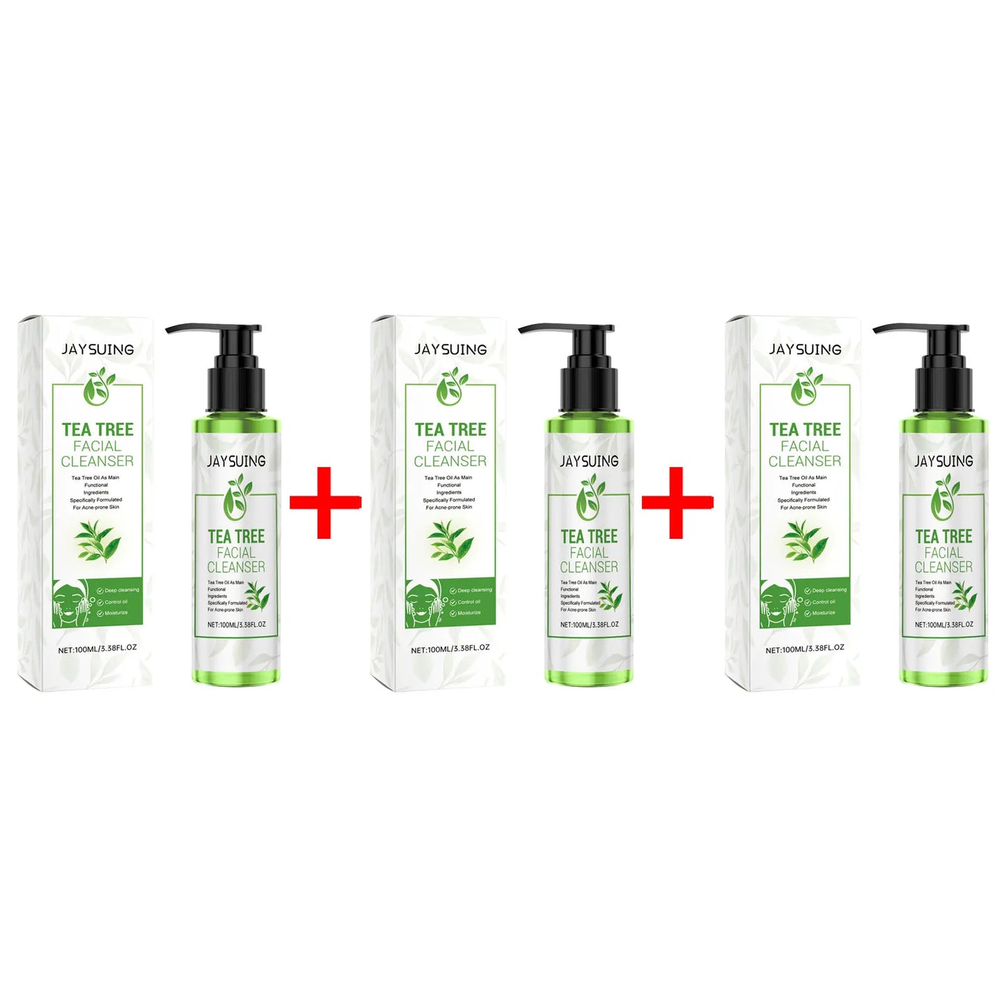 Tea Tree Facial Cleanser Acne Treatment Blackhead Removal Shrink Pore Exfoliating Cleaning Moisturize Oil Control Face Wash Gel