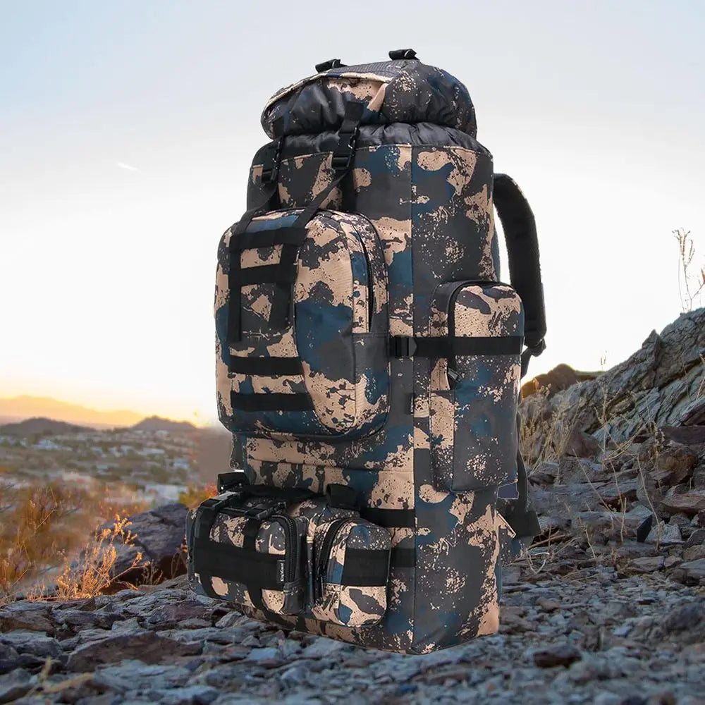 Military-Style 100L Hiking Backpack with Molle System for Camping and Day Adventures