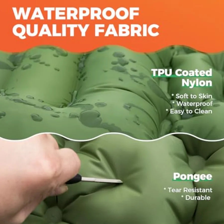Sleeping Pad for Camping Ultralight Connectable Inflatable Sleeping Pad Camping Mattress with 6.3" Built-in Pillow and Foot Pum