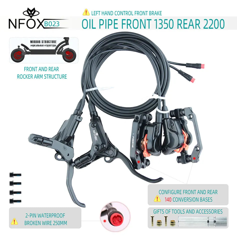 NFOX B023 Electric Bicycle Scooter Oil Disc Hydraulic Brake 160 Accessories 203 E bike 180 Power Off Right 140 GIFT Tool New