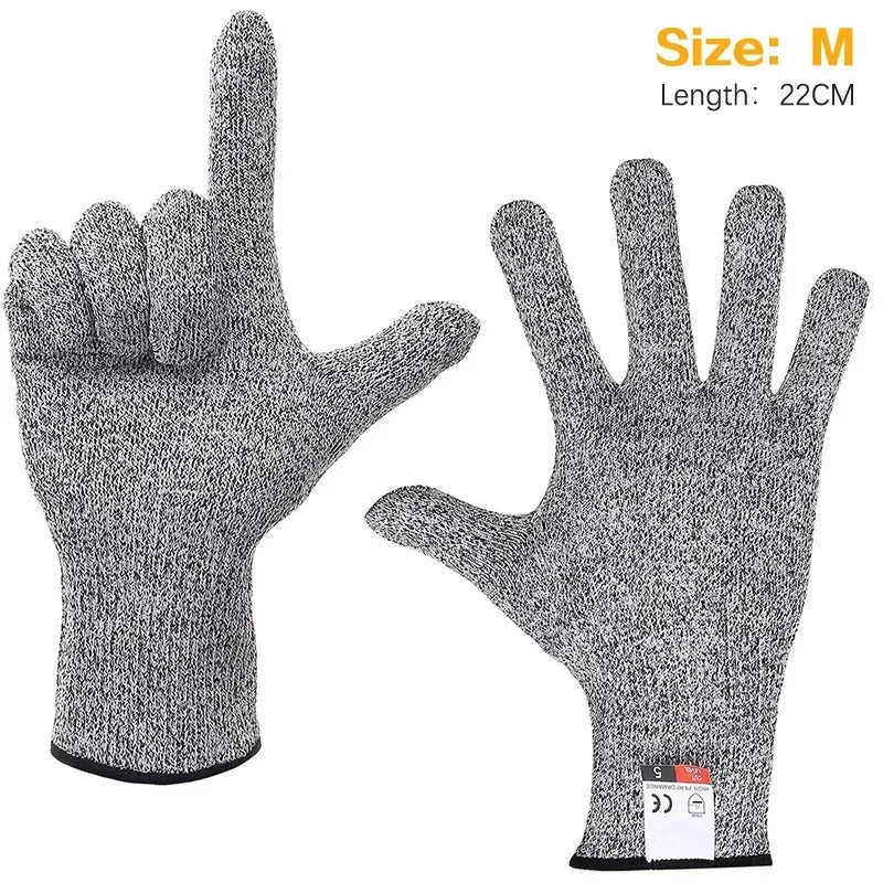 Level 5 HPPE Anti-Cut Knitted Gloves for Kitchen Gardening - Wear-Resistant Anti-Thorn Cutting Gloves for Glass & Building