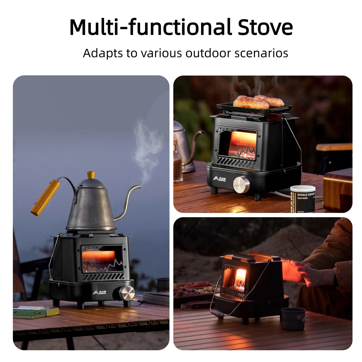 BISINNA Outdoor Heating Stove Portable Lightweight Retro Gas Stove Multi-functional Camping Heater for Hiking Picnic Fishing