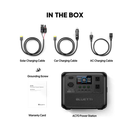 BLUETTI AC70 1000W 768Wh Portable Power Station Solar Generator for Off-Grid Living Outdoor Activities Power Bank