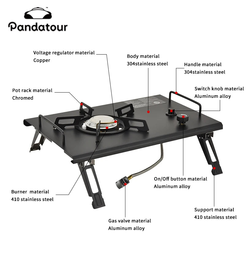 Pandatour 2025 IGT Outdoor Camping Furnace Stove Folding One-touch High Firepower Stove Suitable For Terraces Camping Stove