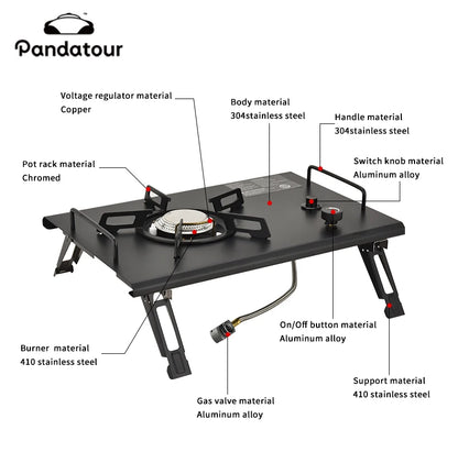 Pandatour 2025 IGT Outdoor Camping Furnace Stove Folding One-touch High Firepower Stove Suitable For Terraces Camping Stove