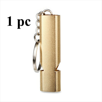 1/2 Survival Whistle Keychain Gold, Double Hole Design, Suitable for Camping Emergency and Rescue, Warning Whistle