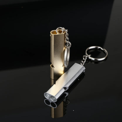 1/2 Survival Whistle Keychain Gold, Double Hole Design, Suitable for Camping Emergency and Rescue, Warning Whistle