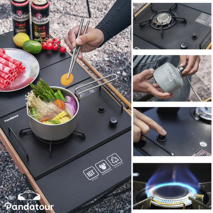 Pandatour 2025 IGT Outdoor Camping Furnace Stove Folding One-touch High Firepower Stove Suitable For Terraces Camping Stove