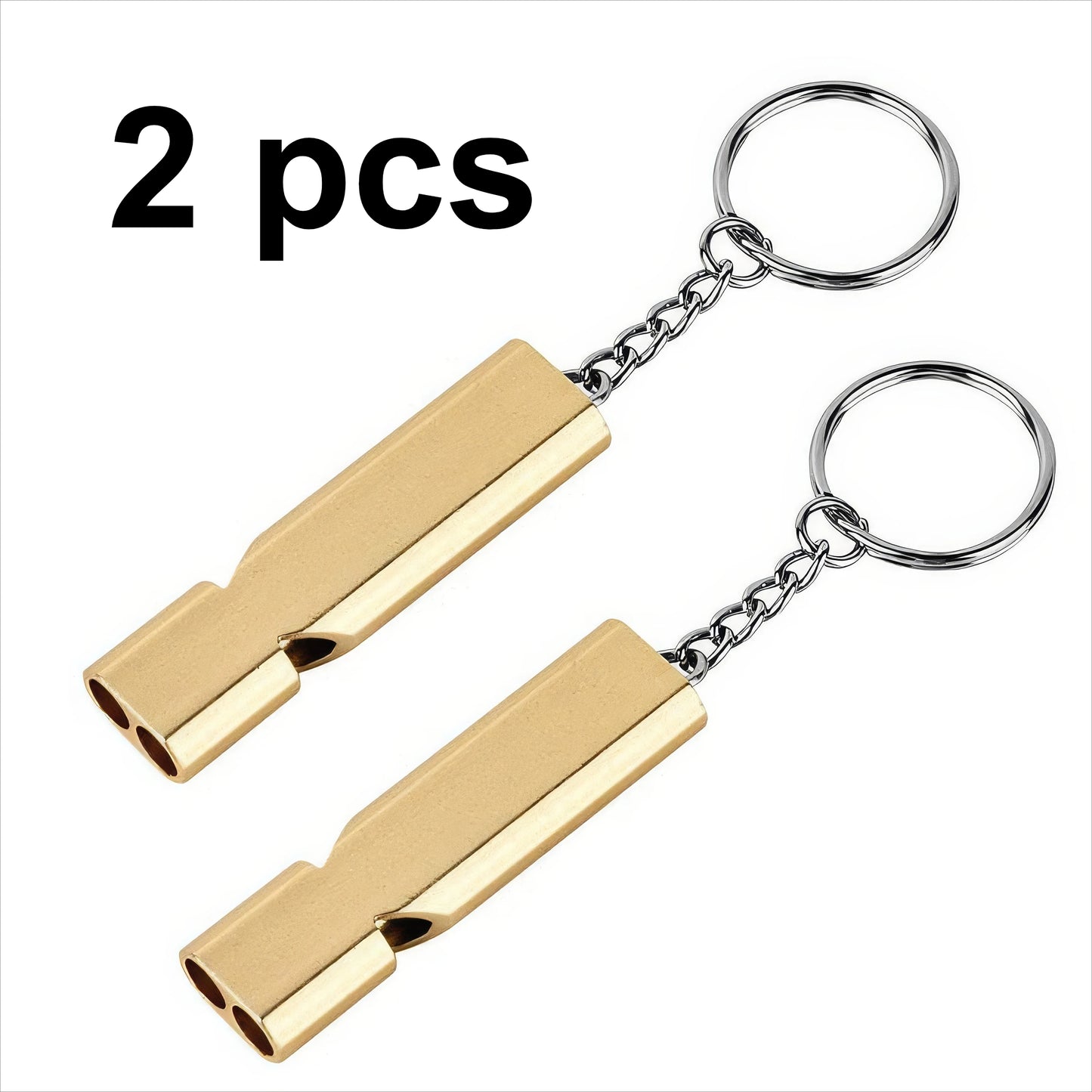 1/2 Survival Whistle Keychain Gold, Double Hole Design, Suitable for Camping Emergency and Rescue, Warning Whistle