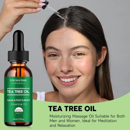 Tea tree essential oil for skin care, massage, shower, diffuser relaxing essential oil for face, body, nails, hair, skin care