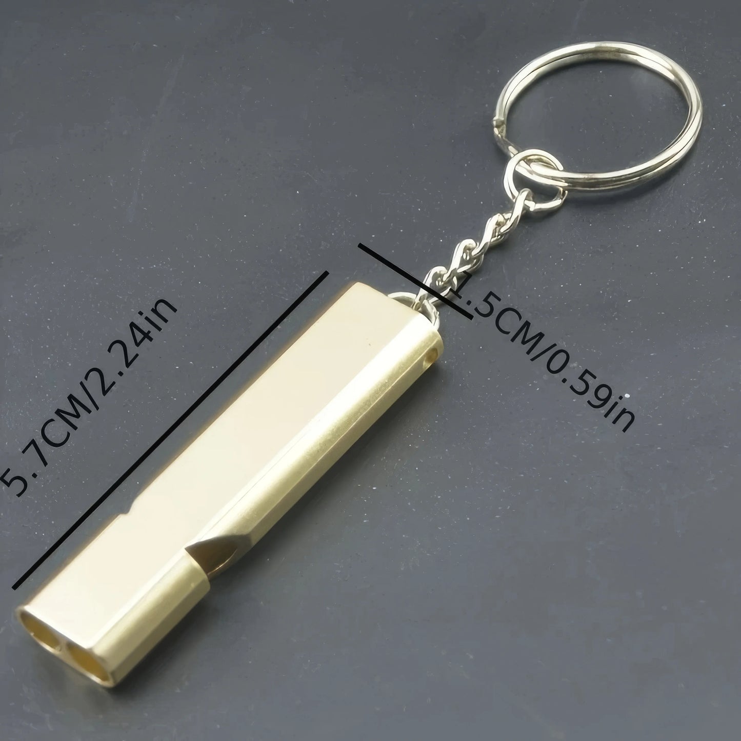 1/2 Survival Whistle Keychain Gold, Double Hole Design, Suitable for Camping Emergency and Rescue, Warning Whistle