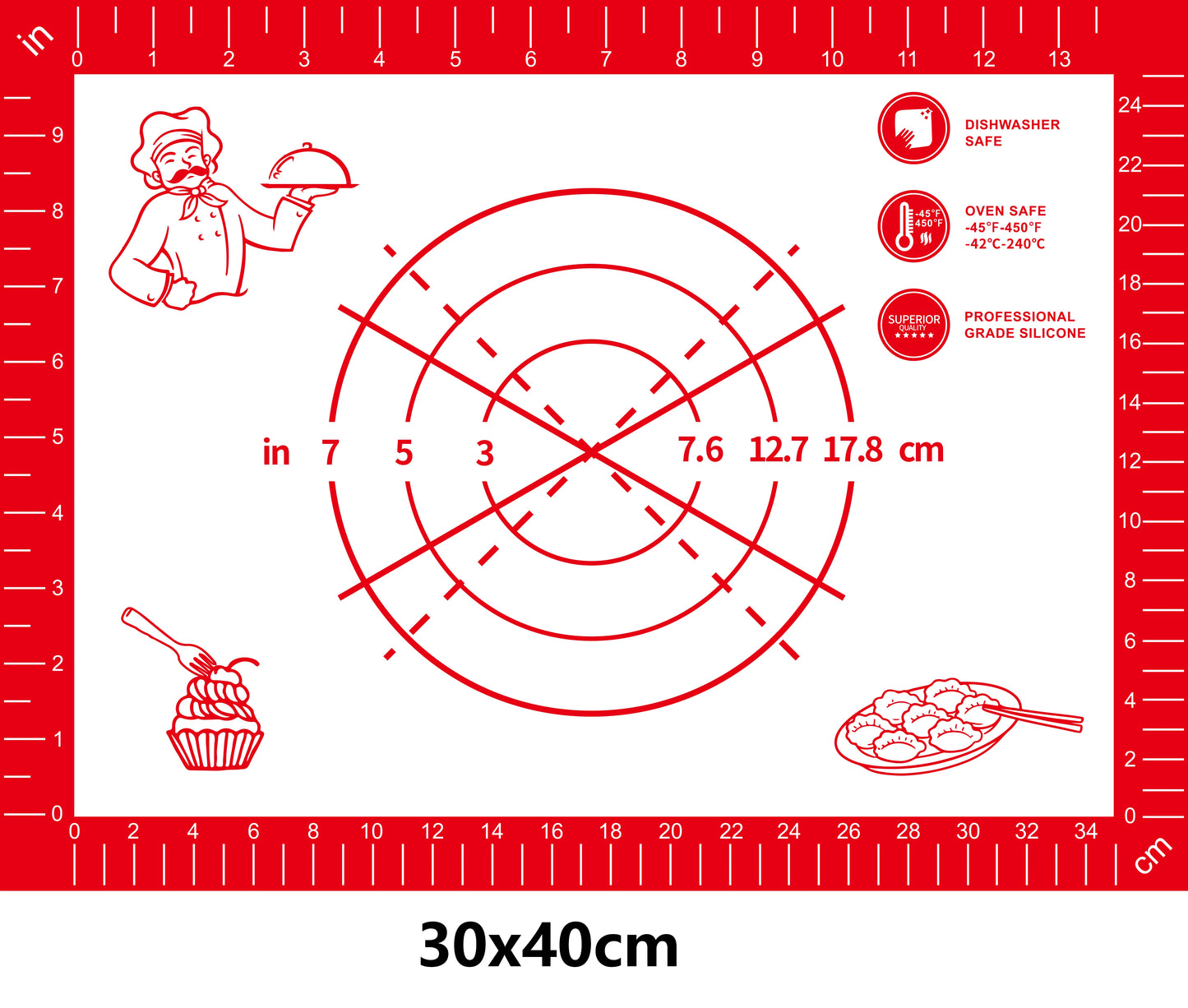 BUYYES 1PCS Silicone Baking Mat Kneading Pad Dough Mat Pizza Cake Dough Maker Kitchen Cooking Grill Non-Stick Gadgets Bakeware