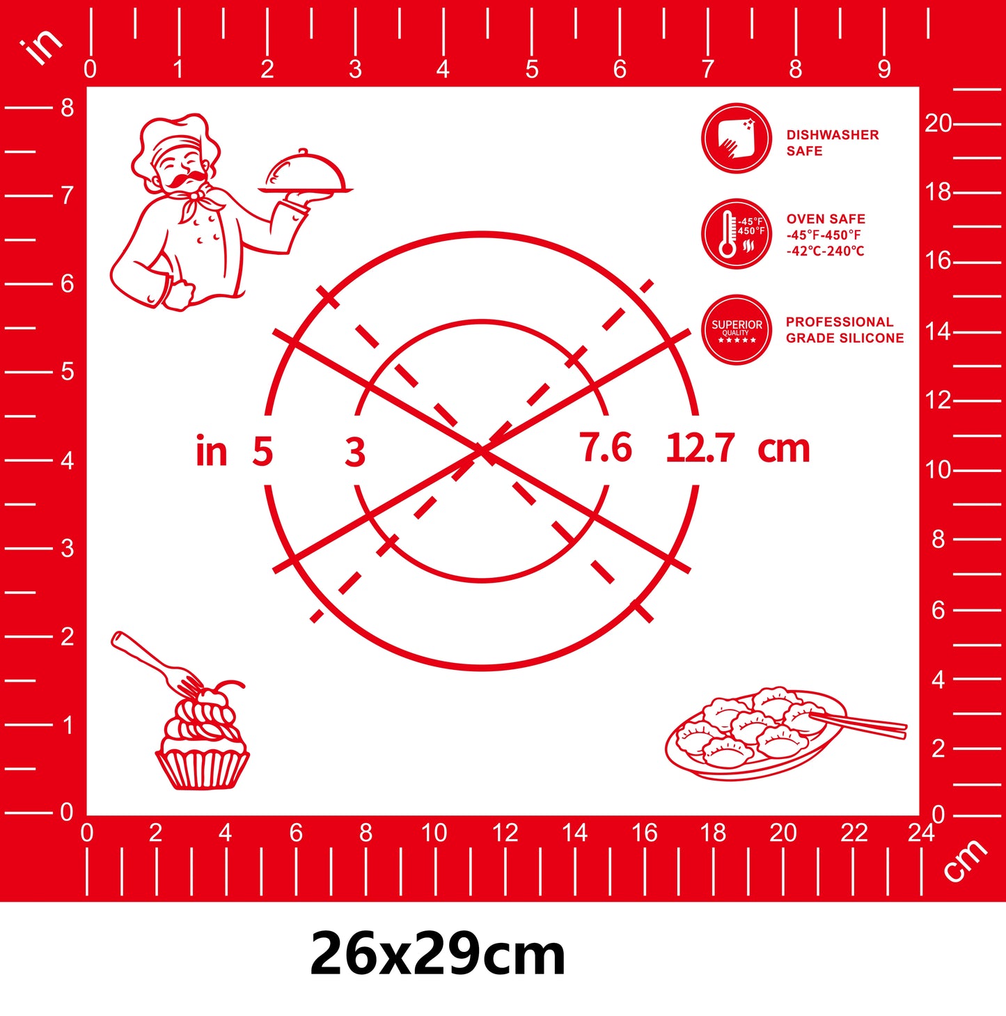 BUYYES 1PCS Silicone Baking Mat Kneading Pad Dough Mat Pizza Cake Dough Maker Kitchen Cooking Grill Non-Stick Gadgets Bakeware
