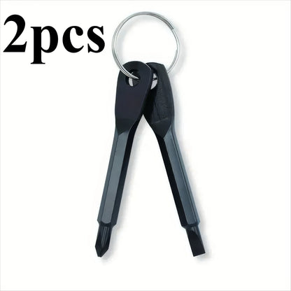 2 Keychain Screwdrivers in Black/silver, Portable Keychain Repair Tool, Suitable for Outdoor Camping Accessories