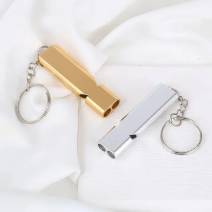 1/2 Survival Whistle Keychain Gold, Double Hole Design, Suitable for Camping Emergency and Rescue, Warning Whistle