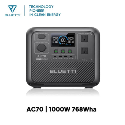 BLUETTI AC70 1000W 768Wh Portable Power Station Solar Generator for Off-Grid Living Outdoor Activities Power Bank
