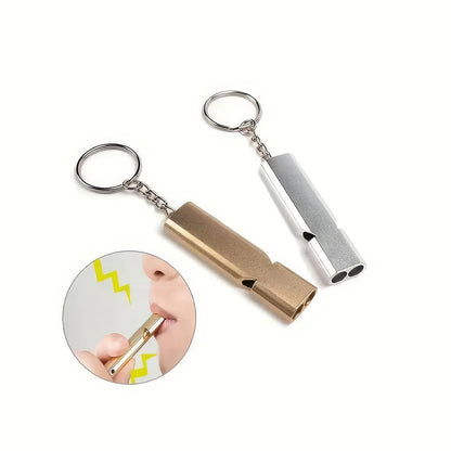 1/2 Survival Whistle Keychain Gold, Double Hole Design, Suitable for Camping Emergency and Rescue, Warning Whistle