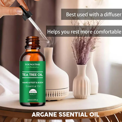 Tea tree essential oil for skin care, massage, shower, diffuser relaxing essential oil for face, body, nails, hair, skin care