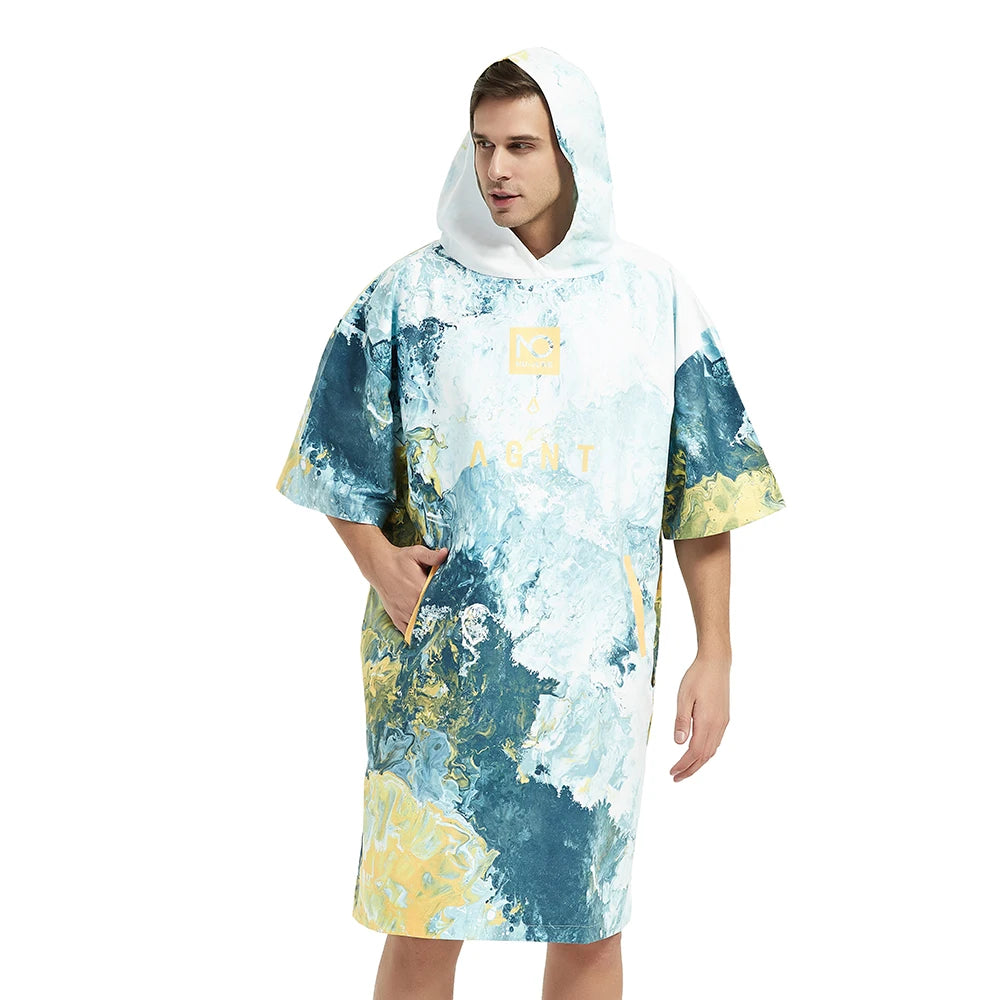 Nu-June-Quick Drying Microfiber Hooded Cloak for Surf, Wetsuit Changing Robe, Poncho Beach Towel, Quick Drying, Sports, Nu-June
