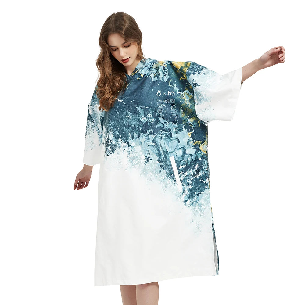 Nu-June-Quick Drying Microfiber Hooded Cloak for Surf, Wetsuit Changing Robe, Poncho Beach Towel, Quick Drying, Sports, Nu-June