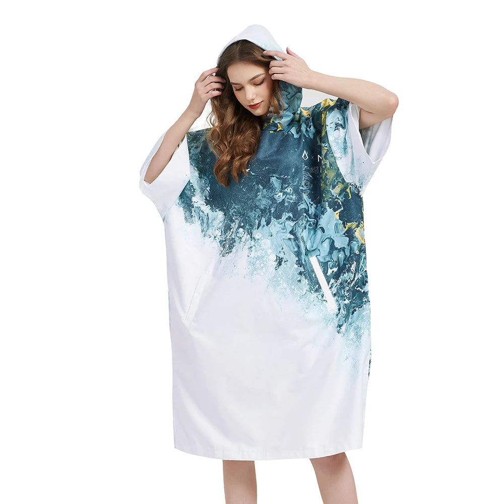 Nu-June-Quick Drying Microfiber Hooded Cloak for Surf, Wetsuit Changing Robe, Poncho Beach Towel, Quick Drying, Sports, Nu-June