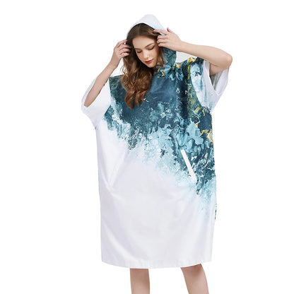 Nu-June-Quick Drying Microfiber Hooded Cloak for Surf, Wetsuit Changing Robe, Poncho Beach Towel, Quick Drying, Sports, Nu-June