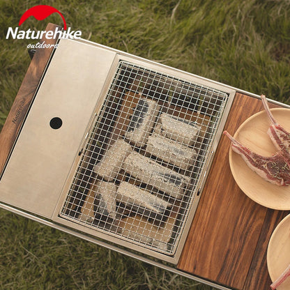 Naturehike Outdoor IGT Stove Portable Folding Stainless Steel Embedded BBQ Picnic Charcoal Grill Oven Tool Camping Accessories