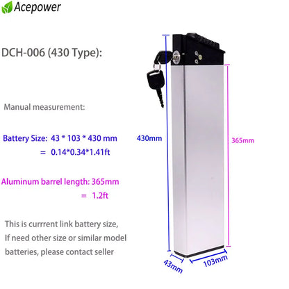 Folding E Bike Battery 48V 10.4Ah 12.8Ah 14Ah Amp DCH 006 for Samebike LO26 20LVXD30 XP2.0 Folding Electric Bicycle Batteries