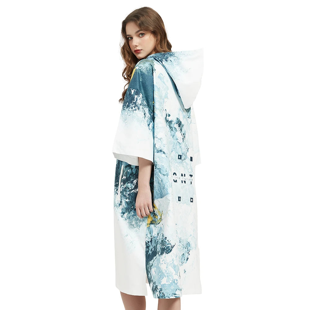 Nu-June-Quick Drying Microfiber Hooded Cloak for Surf, Wetsuit Changing Robe, Poncho Beach Towel, Quick Drying, Sports, Nu-June
