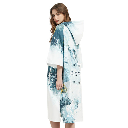 Nu-June-Quick Drying Microfiber Hooded Cloak for Surf, Wetsuit Changing Robe, Poncho Beach Towel, Quick Drying, Sports, Nu-June