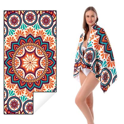 Quick-drying Microfiber Bath Towel Beach Resort Swimming Beach Towel single-sided Sweat Absorption  Sun  Beach Towel