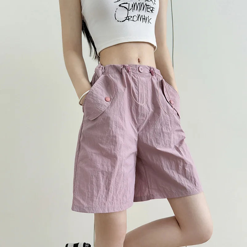 2026 Quick-drying Tooling Shorts for Women's Outer Wear Summer  Sports and Leisure Five-point Medium Pants