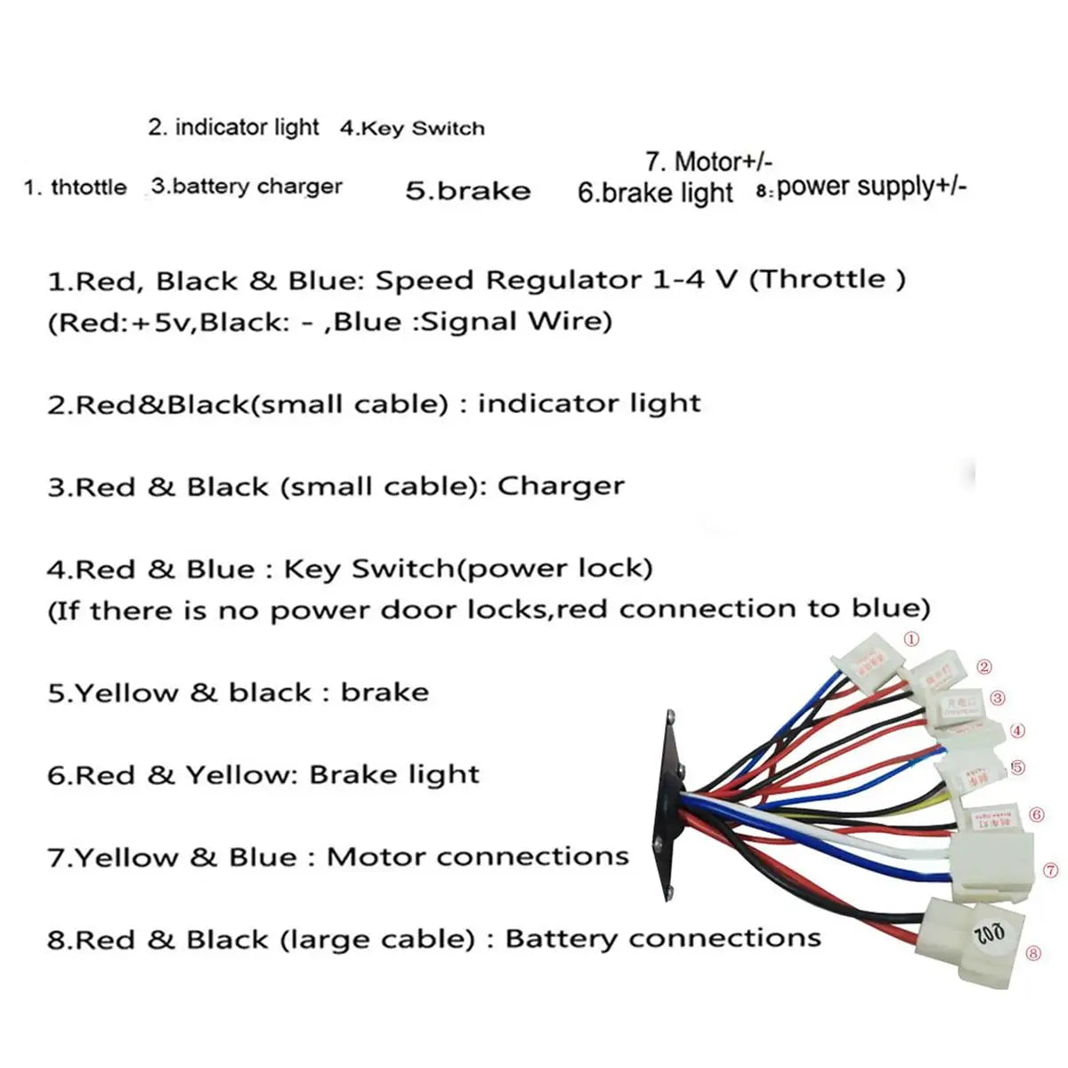36V 48V1000W Smart Brushless Controller With Key Power Speed Rotary Throttle For Electric Scooter Bike Accessories